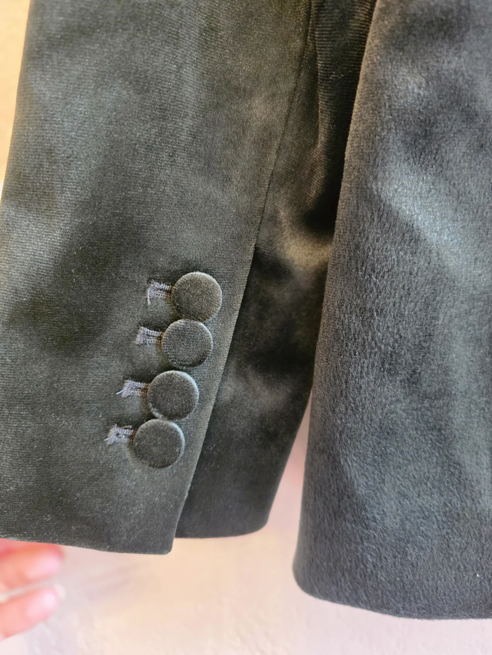 SET- Women's Dark Green Velvet Double-Breasted Blazer + Wide Leg Pants